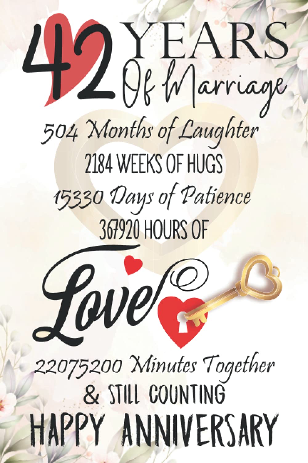 42 Years Of Marriage: Funny 42nd couple wedding anniversary gift for both, her and him, lined Notebook, 100 pages, 6 in x 9 in (15.2 x 22.9 cm)