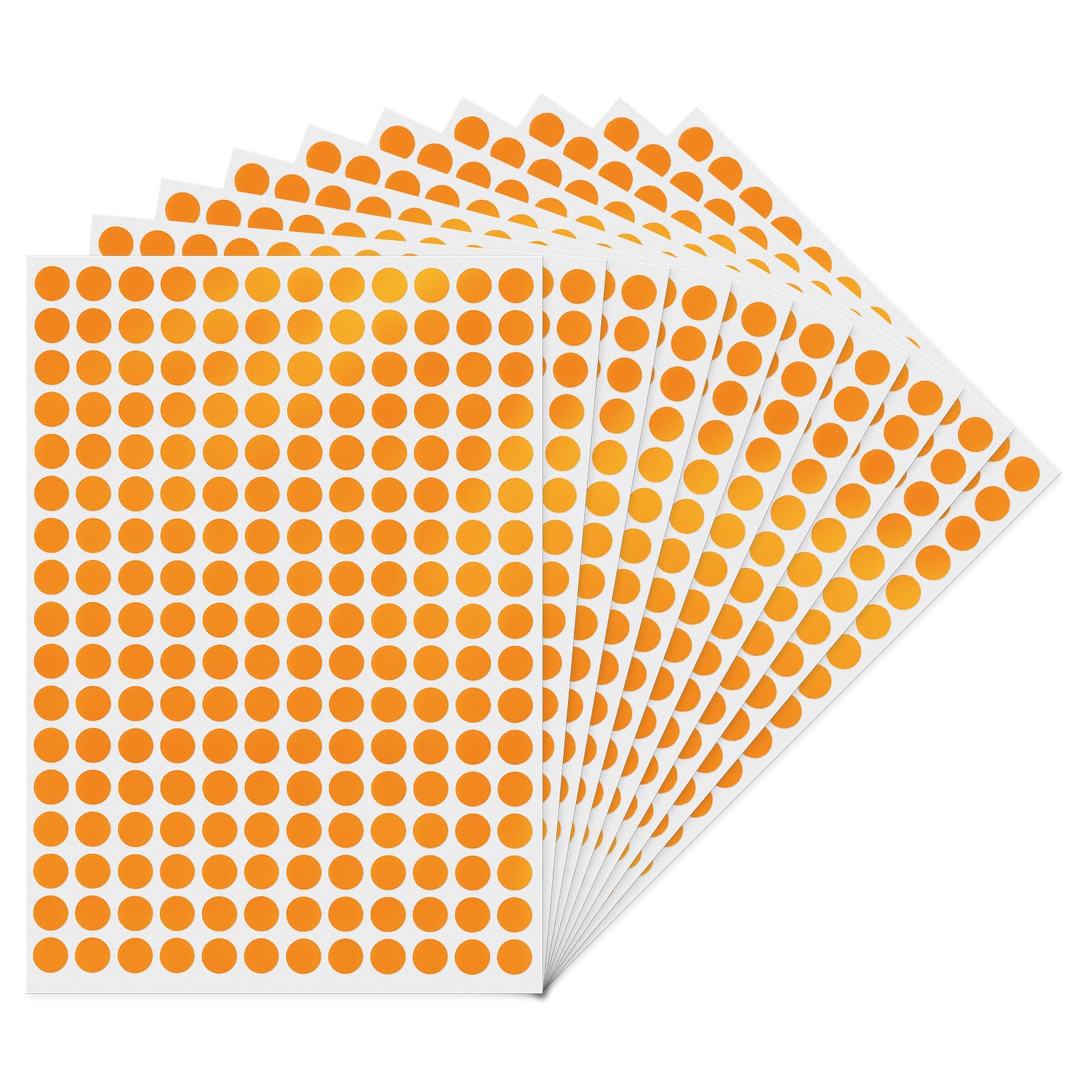 YIKIADAOrange 10 mm Round Stickers Self-Adhesive Circle Labels Color Coding Dot Decals for Office School Home 2040 Pieces