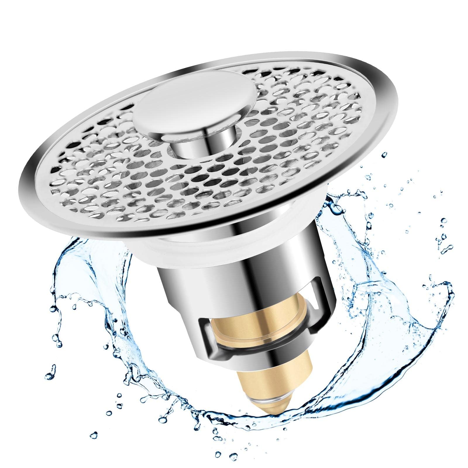 KASTWAVE Pop Up Sink Plug - Universal Bathroom Stopper With Anti-Clogging Hair Catcher for 0.98-1.38 Inch Drains - Replacement for Bathroom, Kitchen, Bidets