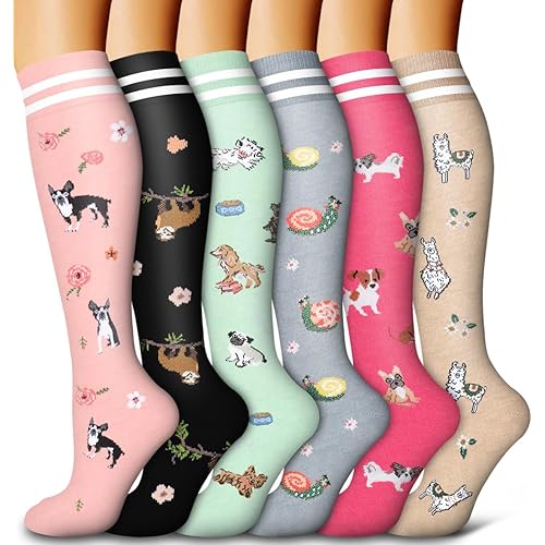 Bluemaple 6 Pack Copper Compression Socks for Women and Men Circulation-Best Support for Medical, Running,Nursing,Athletic