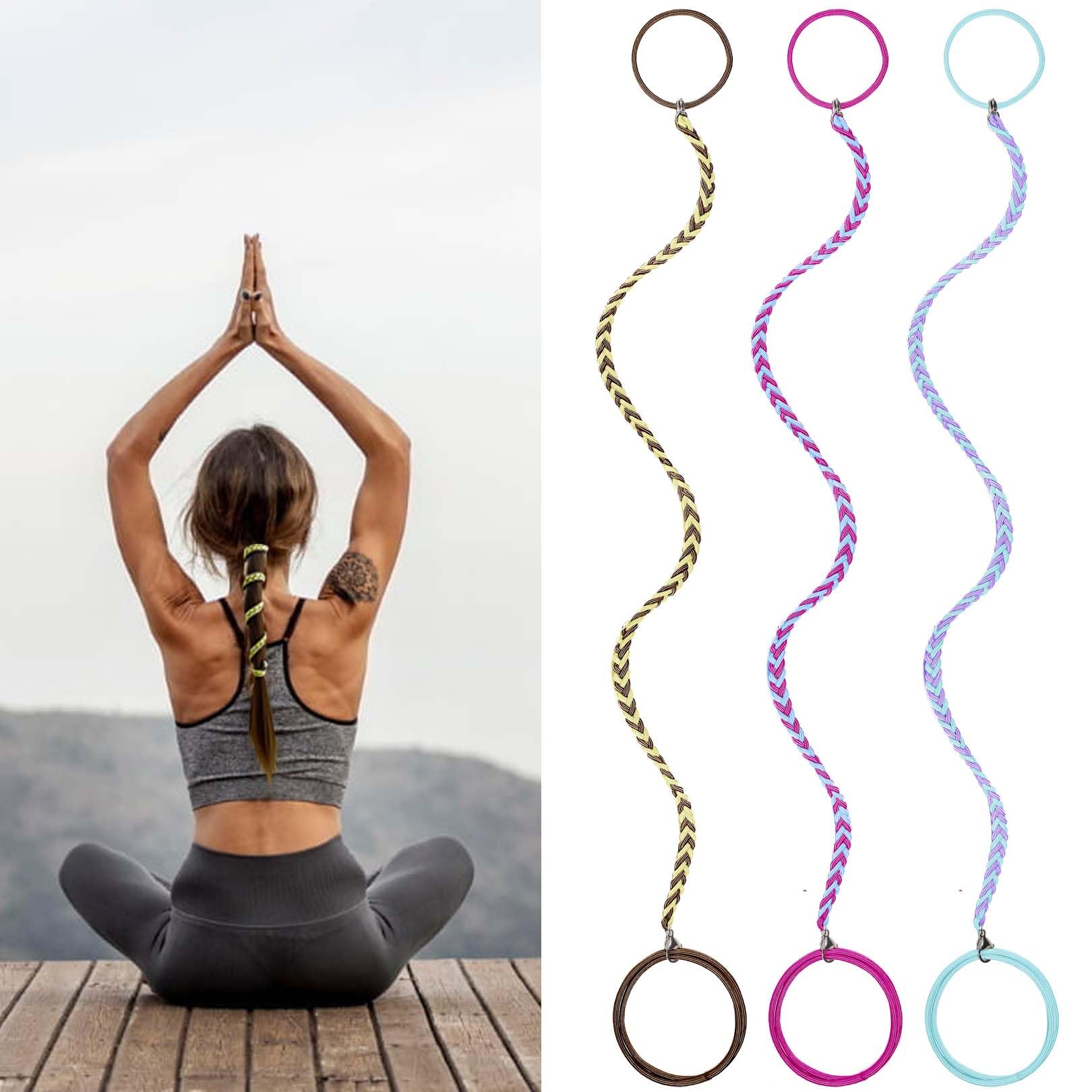 SISYOUP 3 Packs 16"" Colorful Spiral Hair Ties No Damage for Women, Elastic Ponytail Holders Hair Bands for Short Fine Thin Hair Ponytail Wrap Hair
