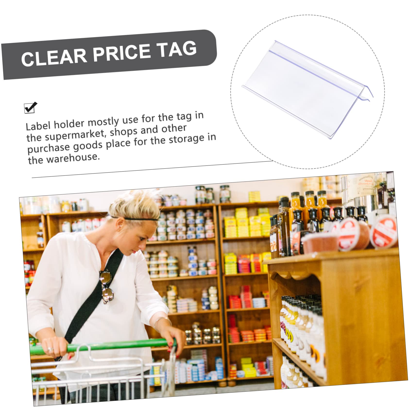 Alipis Food Label Holders for Wire Shelves 30pcs Tag Holders Glass Label Slots Retail Tag Display