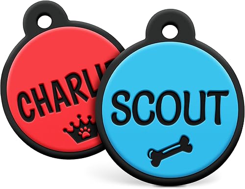 GoTags Etiquetas de silicona para perro, etiqueta para mascotas sin sonido, etiqueta silenciosa personalizada grabada para mascotas con bonitos