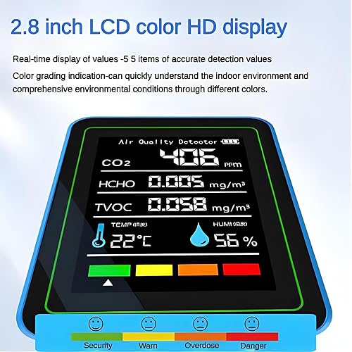 Miniatura 4 de Monitor de calidad del aire interior Sensor de humedad de temperatura con CO2, TVOC, HCHO, detector portátil profesional, medidor de calidad del