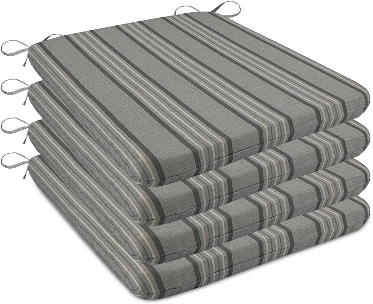 Outdoor Chair Cushions Set, Thick 20" x 18.5" x 1.5" Outdoor Seat Cushions Patio Furniture Waterproof with Ties, Dining Pads(2P, Striped Red)
