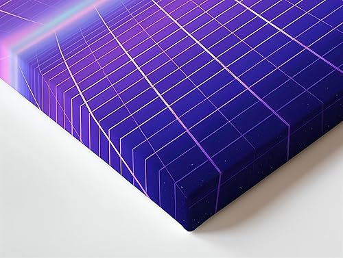 Miniatura 6 de Gifitto - Retro Neon Grid Synthwave Canvas, Futuristic Wall Decor, Galaxy Painting, Space Poster, Science Fiction Home Decors, Cyberpunk Artwork,