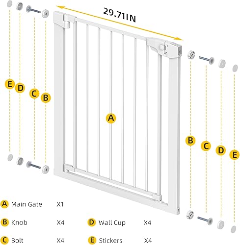 Miniatura 2 de Easy Step Walk-Thru - Puerta de seguridad ajustable para bebés y mascotas, kit de montaje a presión, incluye tazas y extensiones de pared, 29 a 40.5