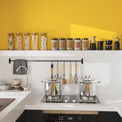 Miniatura 6 de Laatse Papel tapiz amarillo vintage para despegar y pegar, papel de contacto amarillo vintage de 23.6 x 393.7 pulgadas, vinilo impermeable,