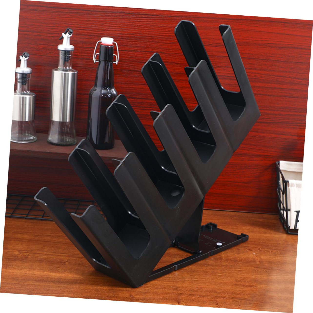 MAGICLULU Dispensador de Vasos de Papel para Encimera, Negro, Plástico | 2 Ranuras, para Vaso de Papel, Cafetería y Tienda de Té, Organizador Reutilizable de Sobremesa