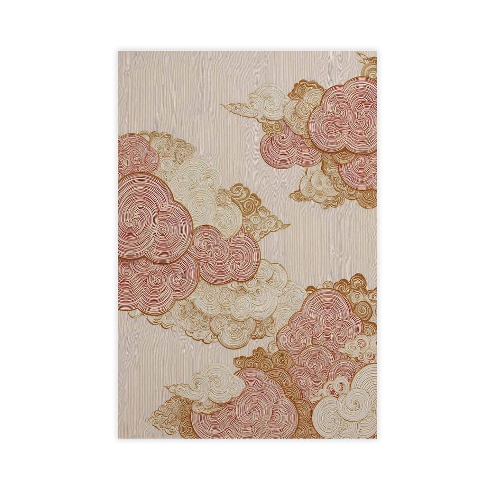 Bareronor Japanese Cloud Poster Gold Swirl Canvas Poster Bedroom Decor Landscape Office Room Decor Gift 16" L X 24" W