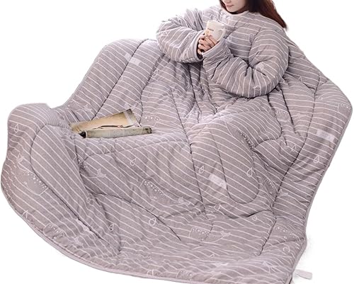 Miniatura 8 de THUCHENYUC Colcha perezosa con mangas, Colcha para invierno cálido y grueso, suave, colcha de invierno para cama perezosa, sofá, manta para caminar