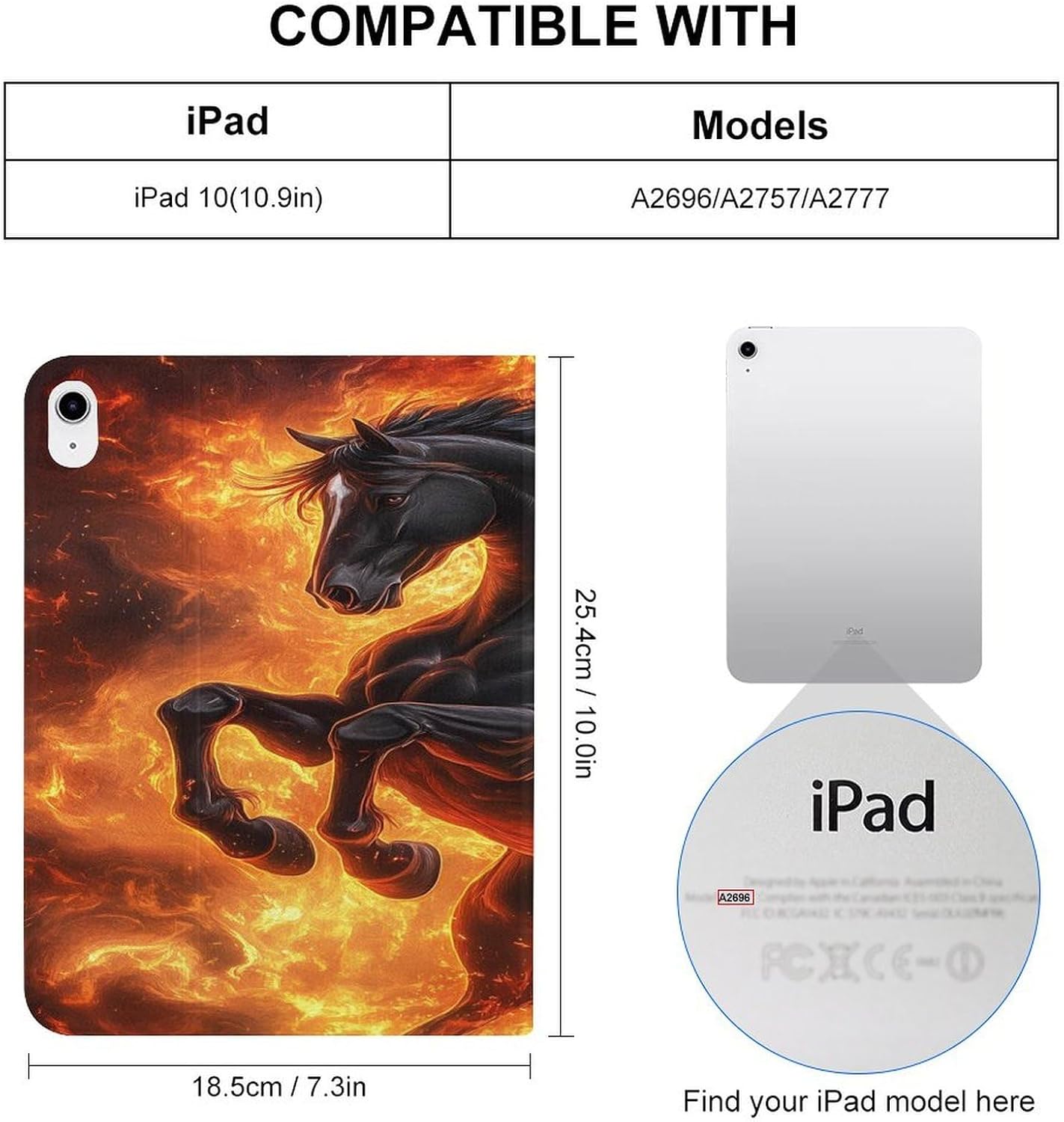 Fire Horse Slim Fit Tablet Case Protective Stand Cover Shell Compatible with iPad 10代 (10.9in)