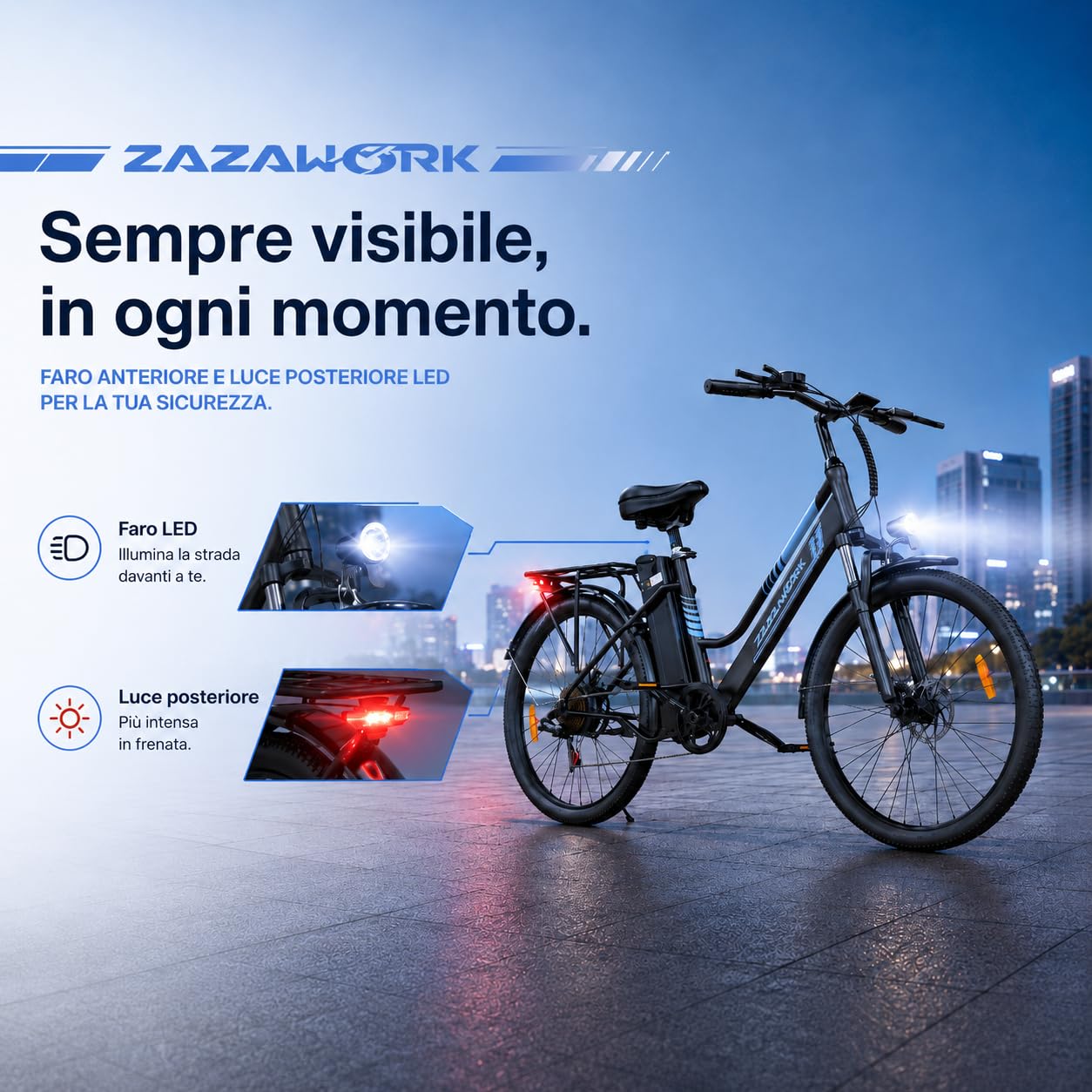 Bici Elettrica Uomo Donna 26 Pollici, E-Bike City con Motore 250W e Batteria 36V 20Ah, Autonomia 120km, Cambio 7 Velocità, Freni a Disco, Bicicletta Elettrica Economica