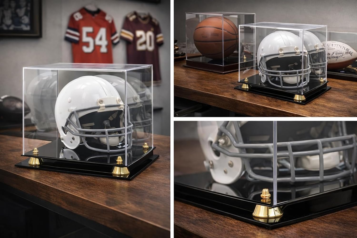 Golden Classic Helmet Display Case and Mirror Back - Football Helmet Display Cases No Logo ''Case Only''