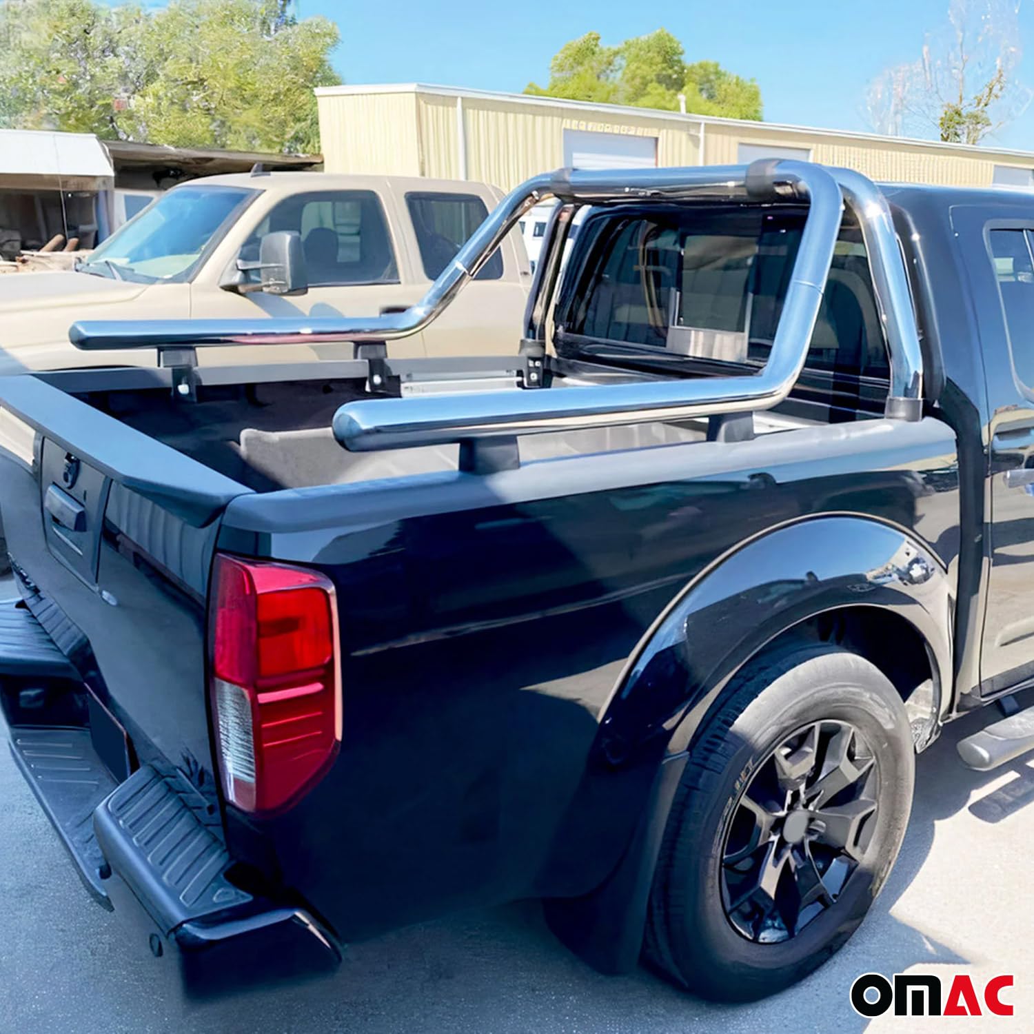OMAC Überrollbügel Rollbar kompatibel mit Nissan Navara 2006-2015 Gefärbten Stahl Ø76 Silber