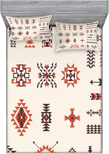 Miniatura 261 de Ambesonne - Juego de sábanas bajeras y fundas de almohada, diseño clásico botánico, plantas de jardín vintage, juego de 3 piezas con estampado