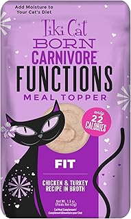 Tiki Cat Born Carnivore Functional Topper Fit, Chicken & Turkey in Broth, Highly Palatable with Aromatic Chicken for Picky Eaters, Wet Cat Food Mousse, 1.5 oz. Pouch, (Pack of 12)