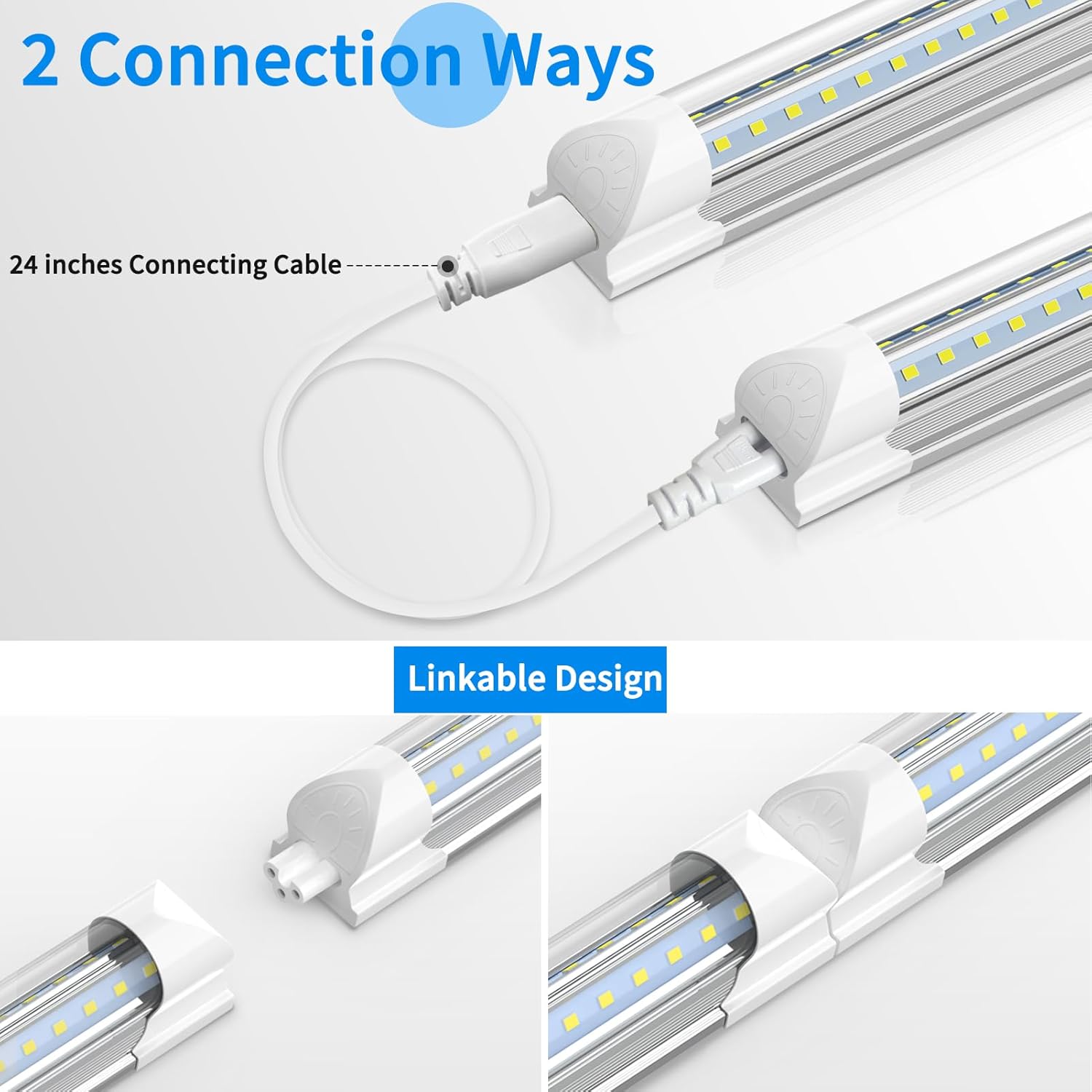 SHOPLED LED Shop Light 3FT, 30W 4000LM 6000K Cool White, V-Shaped Linkable T8 3 Foot Tube Lights, LED Ceiling Lights for Workbench, Workshop, Basement, ETL Listed, 4 Pack