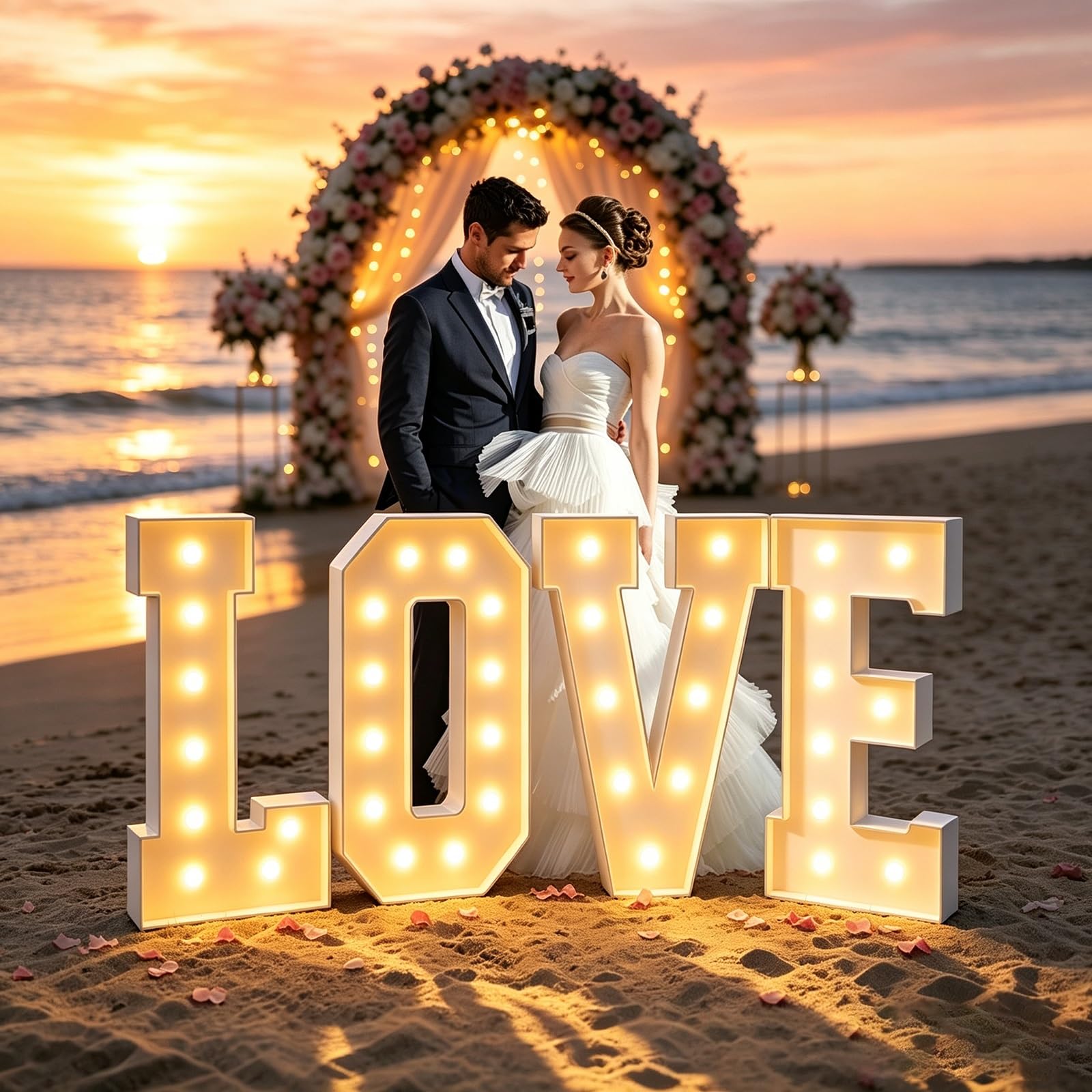Love Marquee Letters, letrero luminoso LED grande con marco precortado