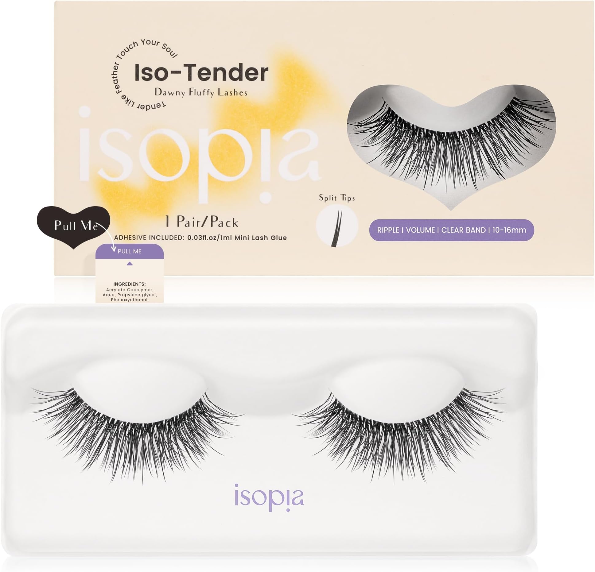ISOPIA False Eyelashes,1s Wearing Starter Friendly Kit,Ultra Soft Clear Band,False