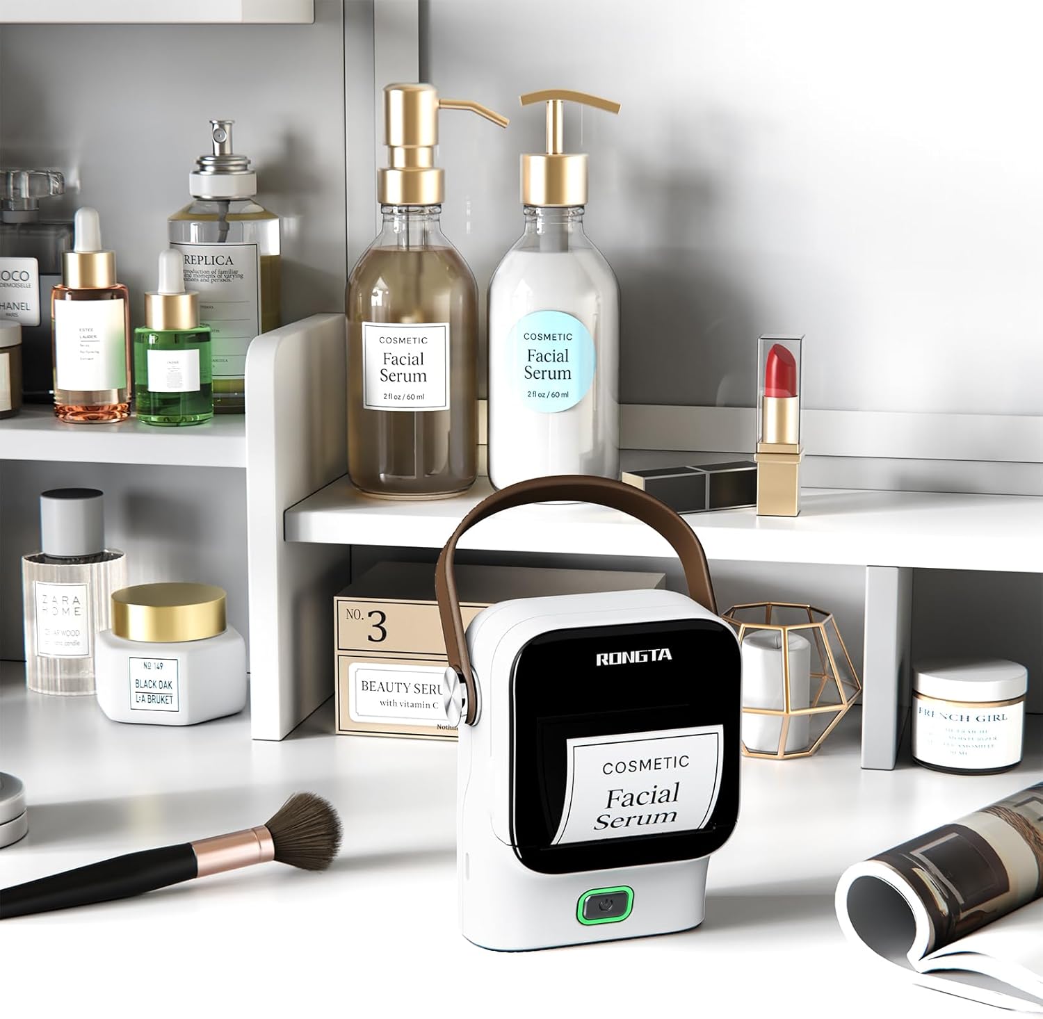 Rongta Bluetooth Label Maker Machine with Tape,Portable Wireless Labeler Machine,Handheld Sticker Maker for Barcode Labels,Home School Supplies,USB Rechargeable,Compatible with iOS/Android, White - Image 6