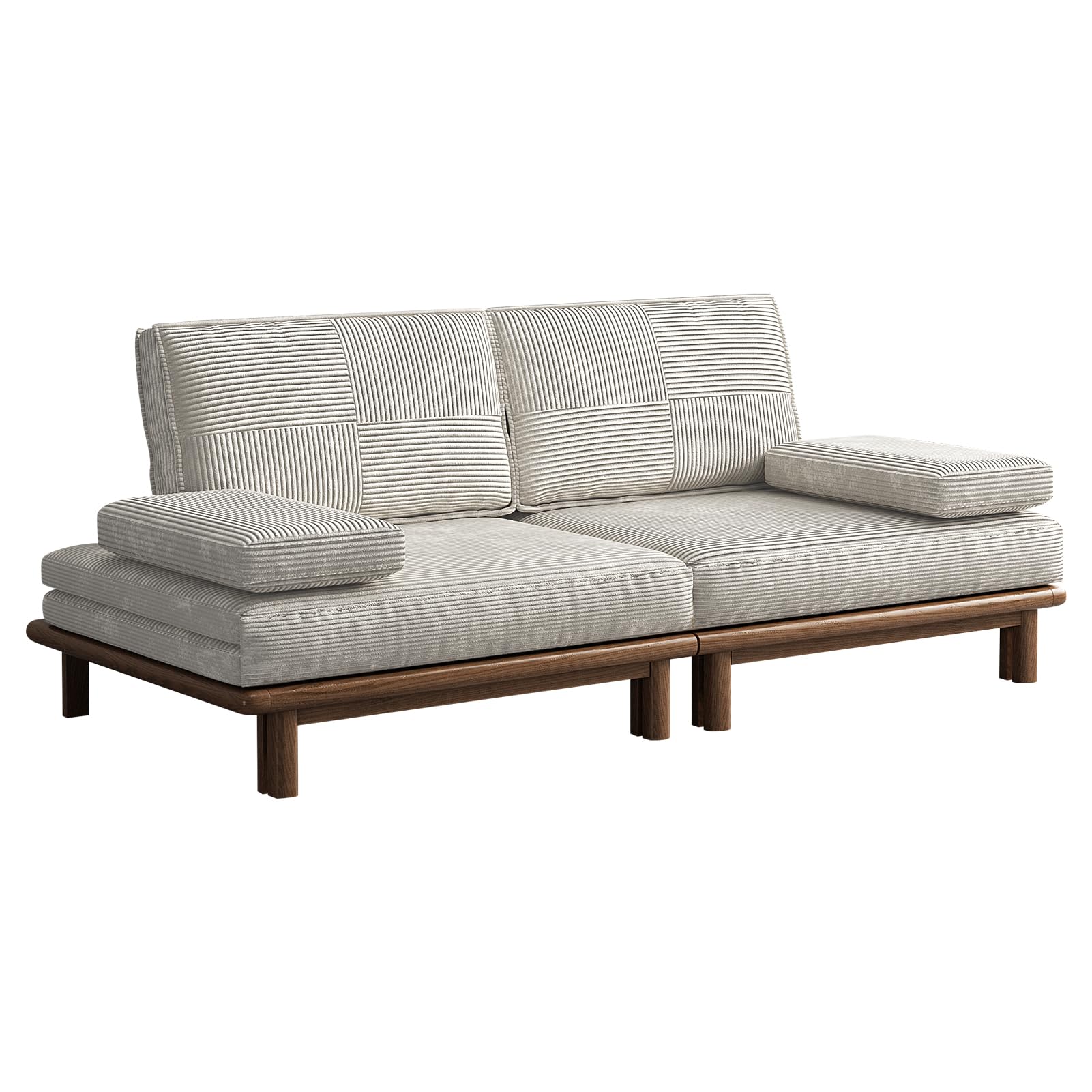 Lartis Sofá cama, sofá cama, sofá cama, sofá moderno, convertible en color caqui, futón moderno para sala de estar, apartamento, dormitorio, sofá de diseño modular, tela de pana