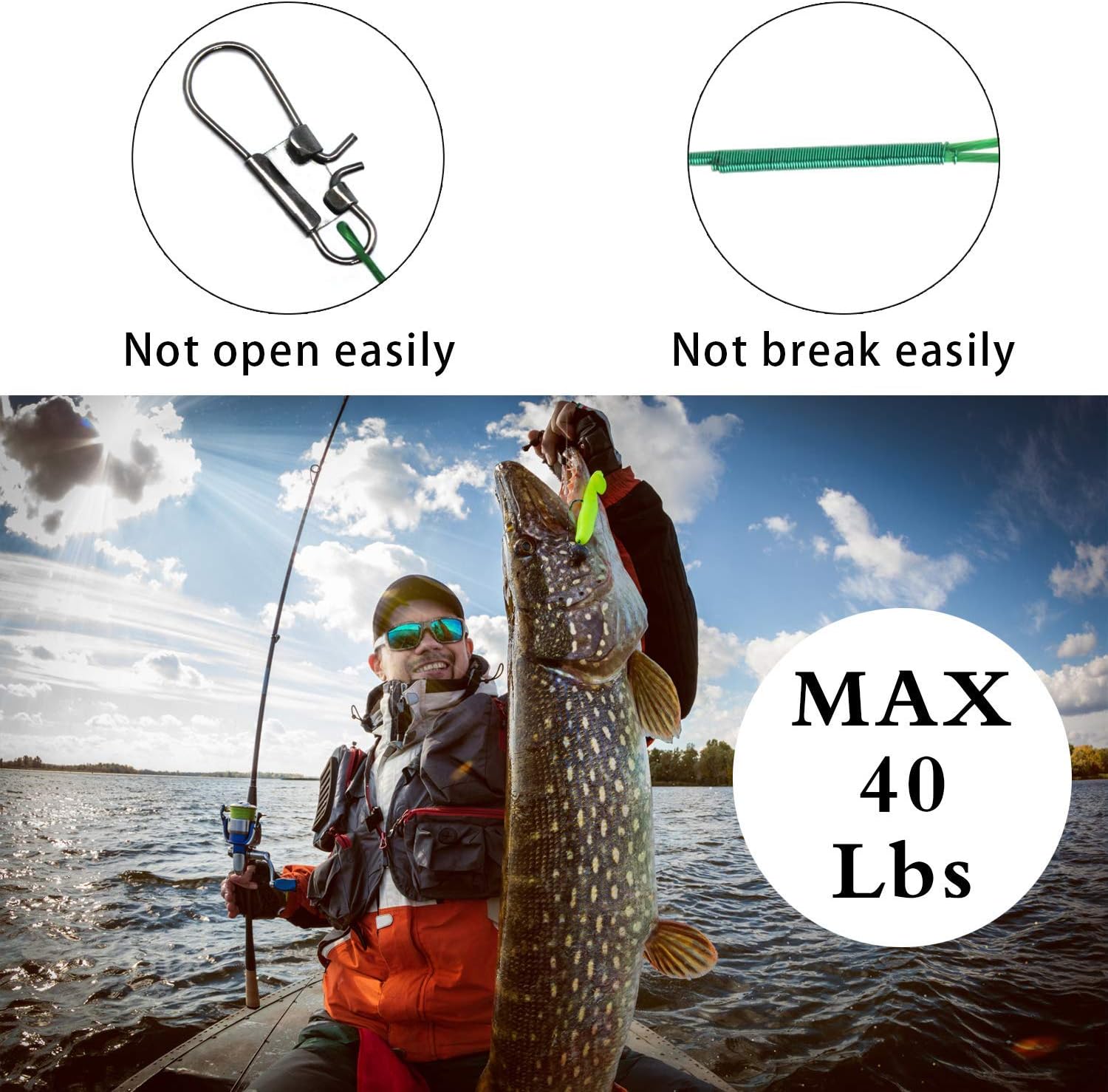AIRKOUL 20PCS Fishing Leader Stainless Steel Fishing Rigs & 60PCS Fishing Leaders 3 Size Tooth Proof Stainless Steel Wire - Fishing Gear Accessories Combo : Sports & Outdoors