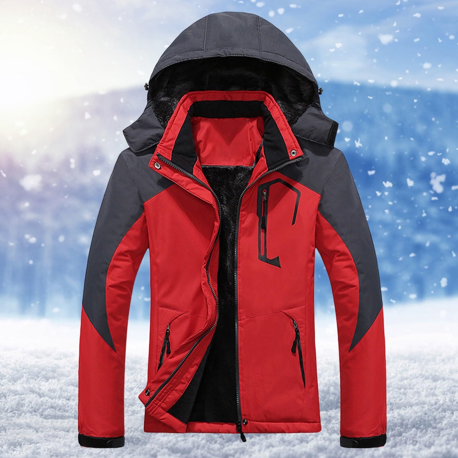 Generisch Chaqueta de forro polar para mujer, chaqueta de invierno, impermeable, transpirable, gruesa, cálida, resistente al viento, chaqueta de softshell, para exteriores, senderismo, trekking