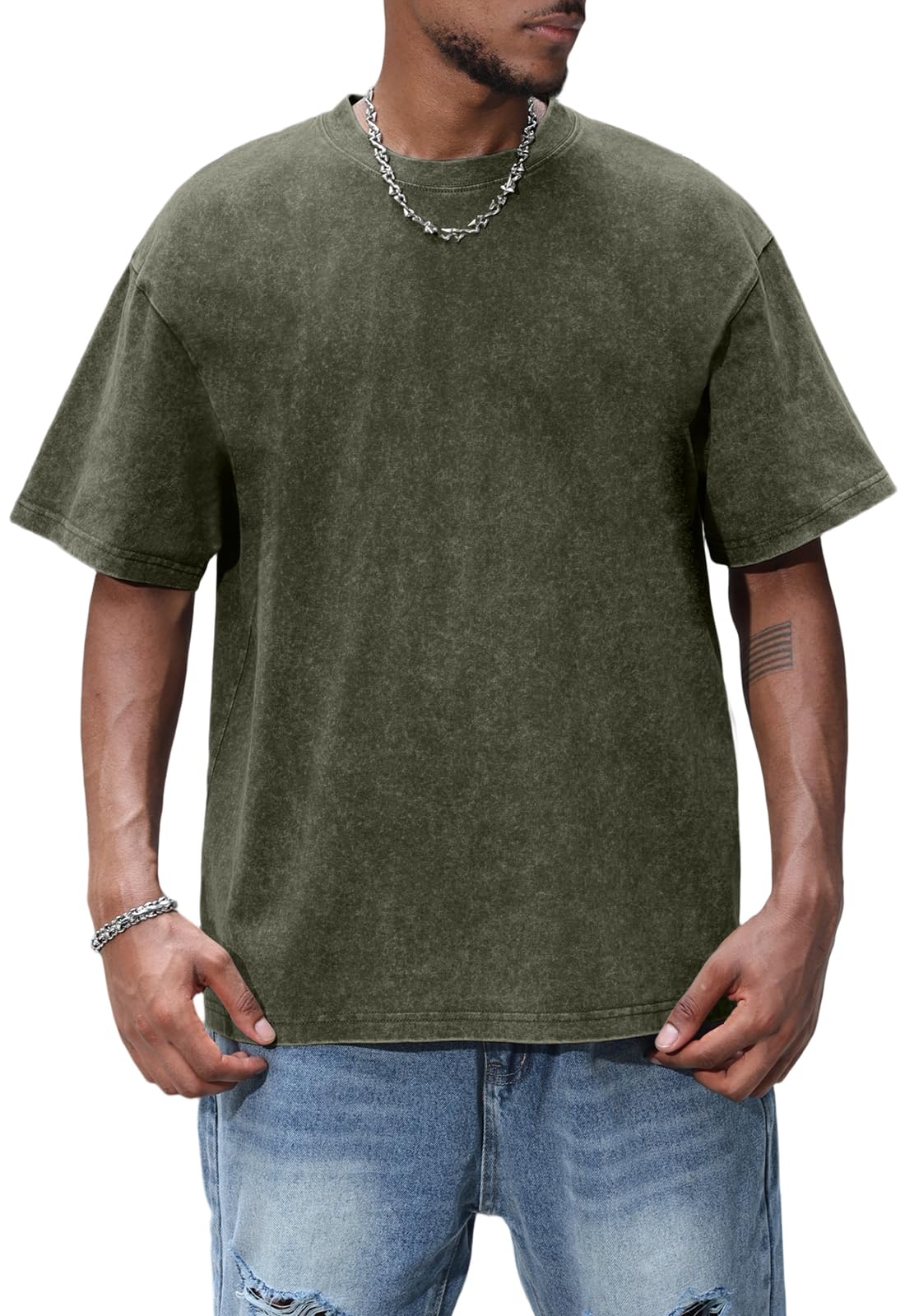 KUYIGO Herren T-Shirt Baumwolle Rundhals Kurzarm Basic Shirt Relaxed Fit Weich Atmungsaktiv Sommer Casual Oberteil Männer