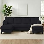 88" Corduroy U-Shaped 6-Seat Sofa with Dual Chaise, Dark Grey