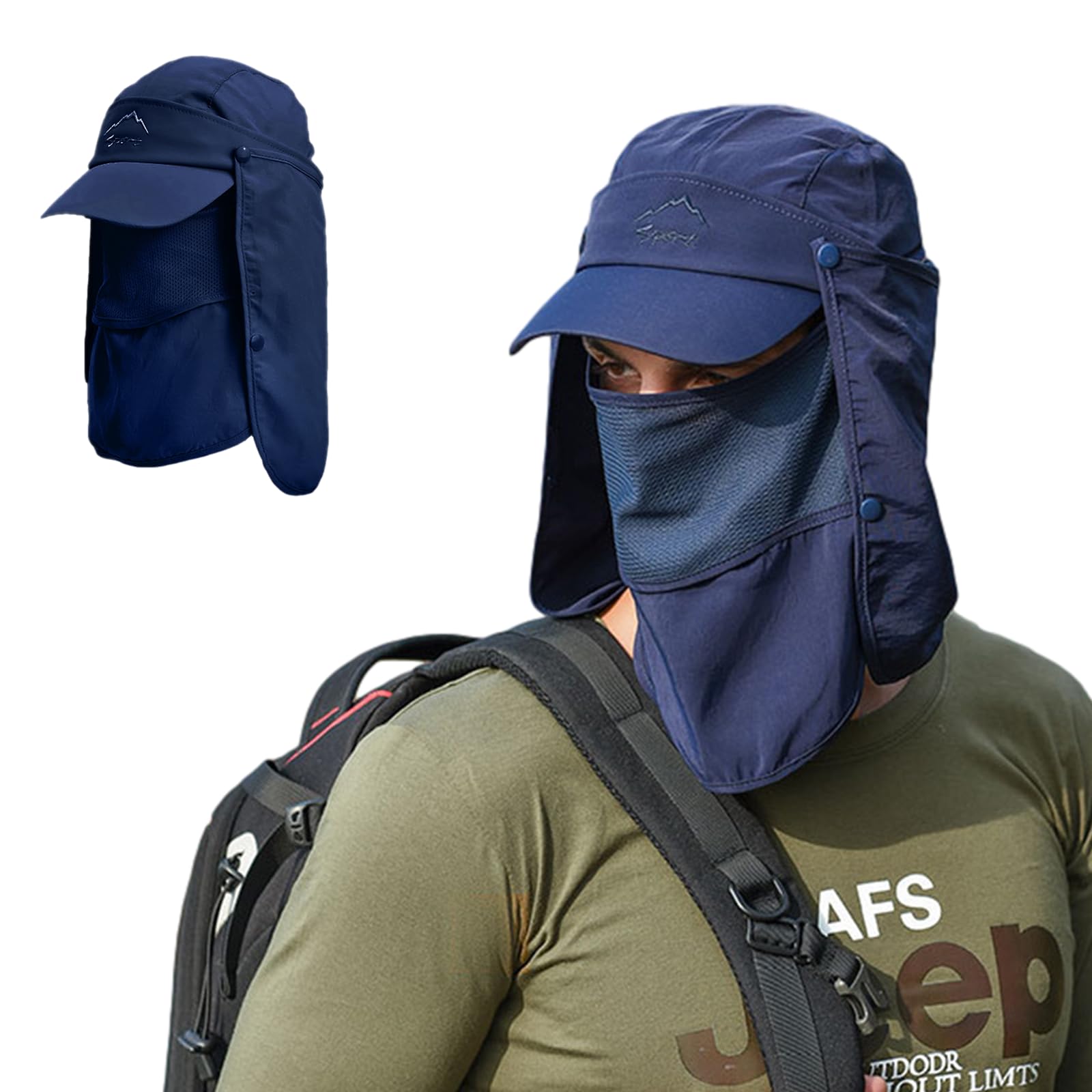 TMEOG Sombrero para el Sol Hombre Mujer Gorra Nuca Protección UV Solar con Protector de Cuello, Sombrero Pescador de Pesca Trekking Senderismo Safari Verano