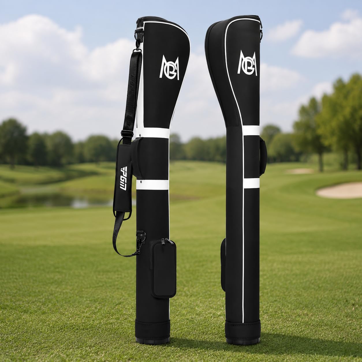 Wasserdichte Golfbag für Driving Range, leichte Golftasche 126cm, Retro Golf Pencil Schultergurt, für schnelle Golfrunde, black-and-white