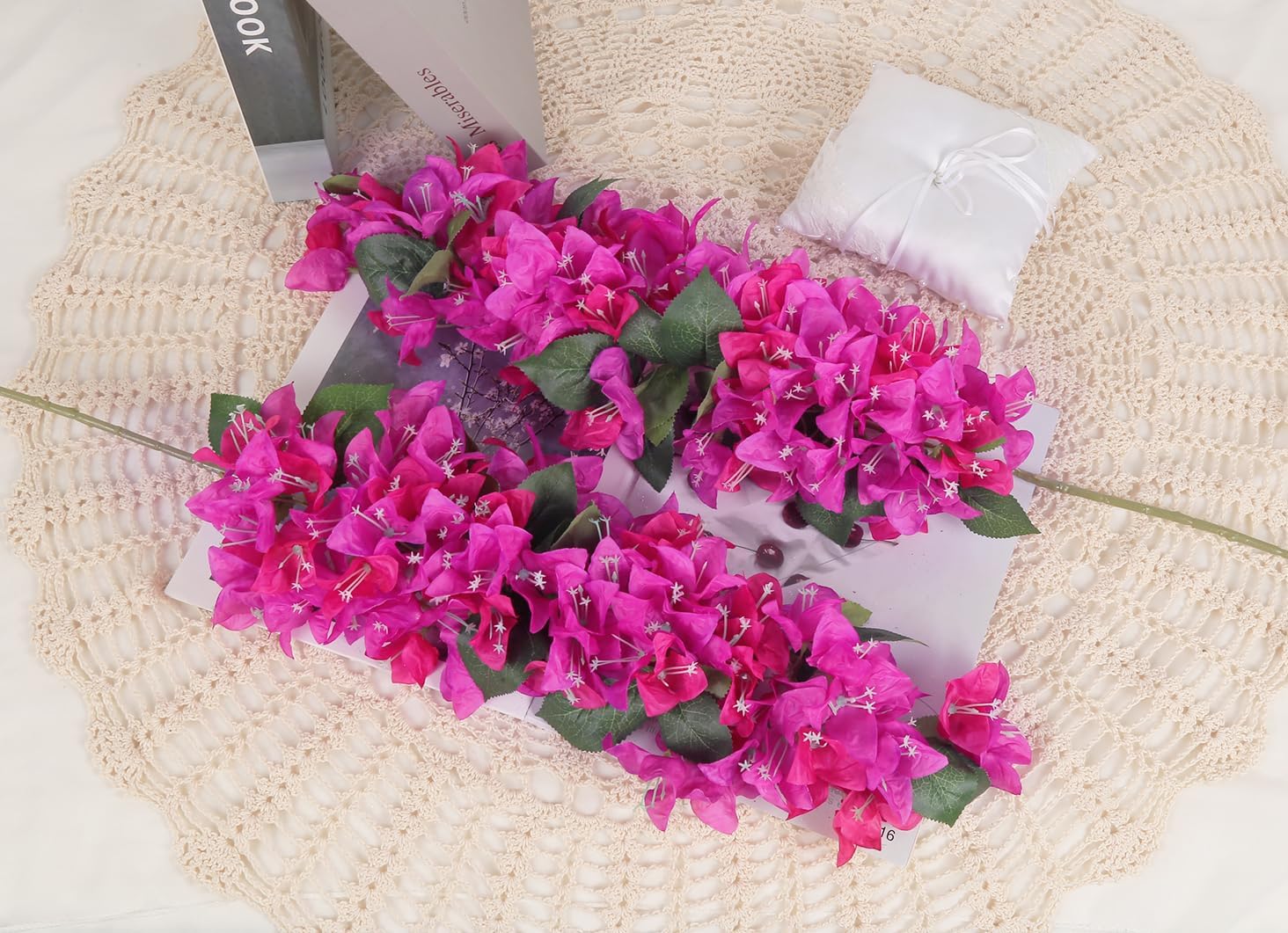 IPOPU 4PCS Bougainvillea Artificial Flowers 42" Long Stem Faux Silk Bougainvillea Flowers Fake Flowers Branches for Wedding Centerpieces Home Garden Arch Wall Decorations (Fuchsia Mixed) - Image 4