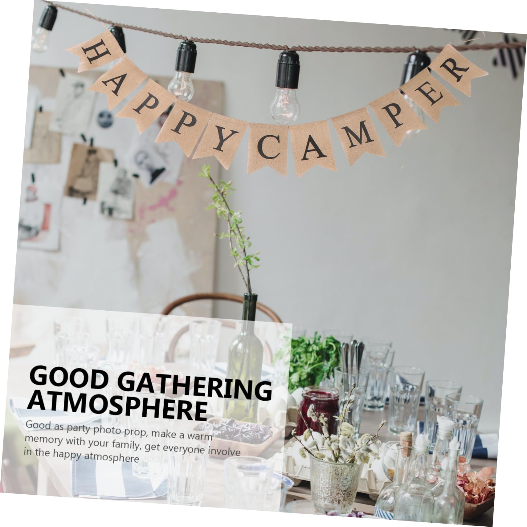 2pezzi Burlap Banner Decorazione Bandierine Per e Accessori Festivi e Chic