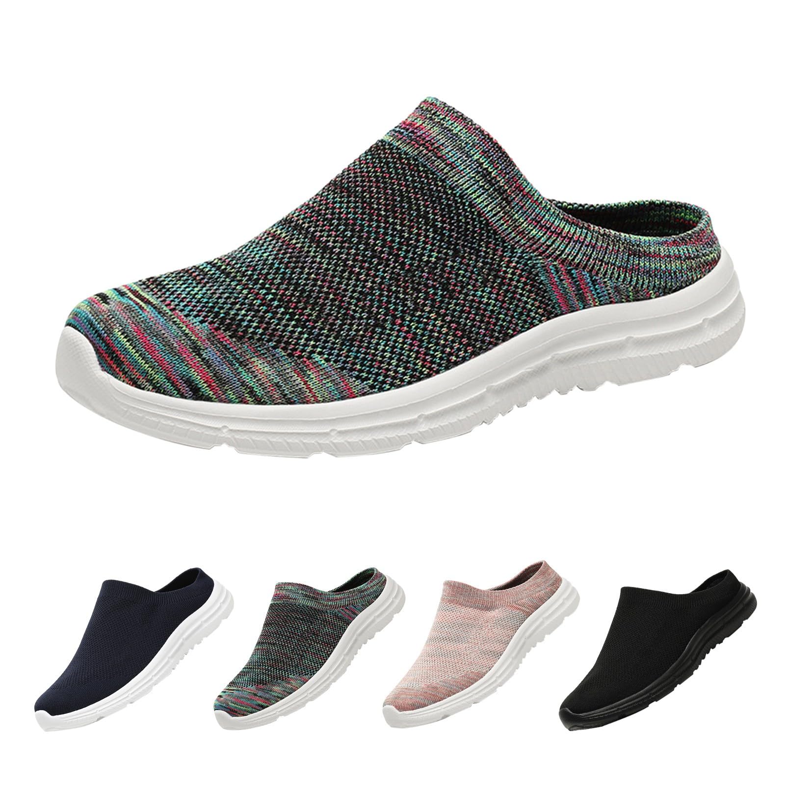 Męskie buty sportowe w stylu boho, wielokolorowe, wsuwane, oddychające, dzianinowe, bez pleców, lekkie chodaki do chodzenia po ogrodzie i na wakacje