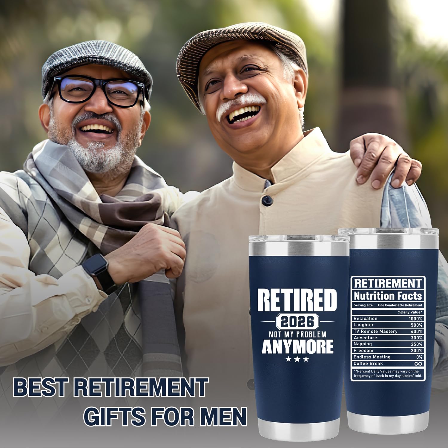 Retirement Gifts for Men 2026 - Retired Not My Problem Anymore - Funny Retired Tumbler for Men, Him, Father, Husband, Coworkers - Happy Retirement Gifts, Navy Tumbler 20 Oz