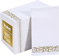 Vplus 600 Pack 3-Ply Gold Dinner Napkins - Premium Soft Absorbent Disposable Guest Towels for Weddings, Parties & Events