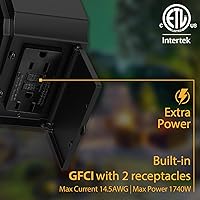 Vista 2 de Luces de porche con salida GFCI, luz exterior del anochecer al amanecer con tomacorriente, 3 modos de iluminación, lámparas de pared, faroles