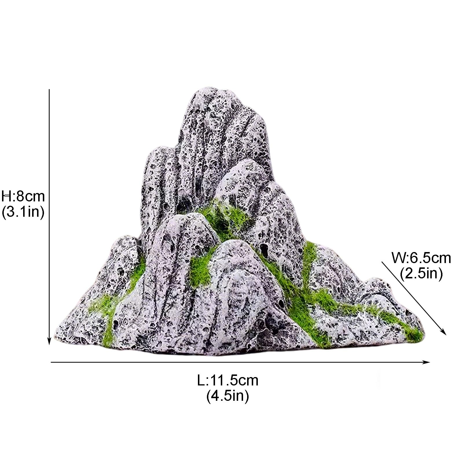 Große Aquarium-Dekoration, Stein mit Bergblick für Aquarium, einfach zu installieren, Mini-Rocailles für Betta Cichliden und Verstecke für Krabben. (11,5 cm)