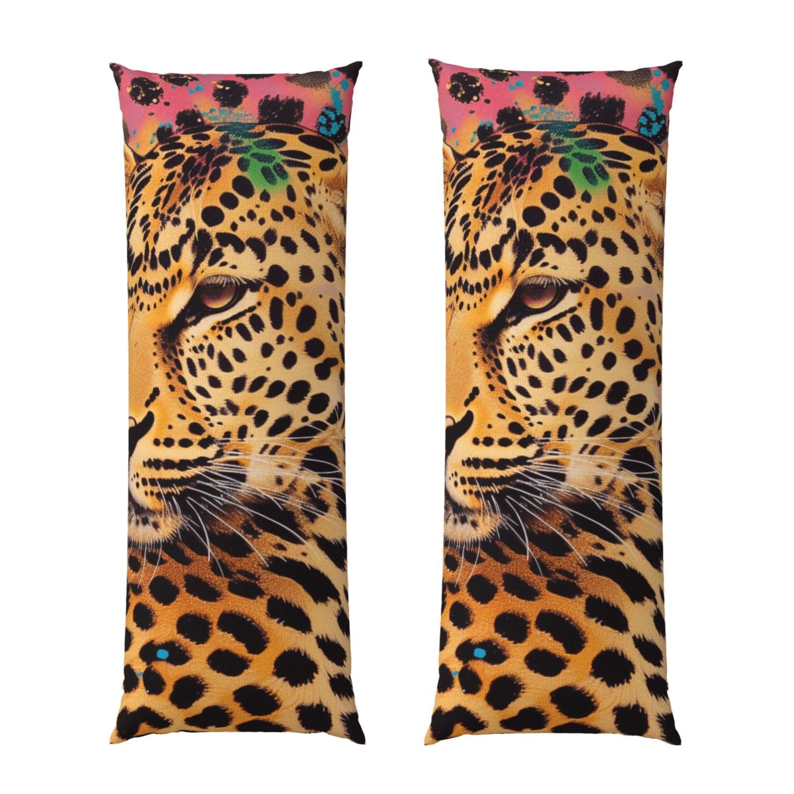 Body Pillow Cover 20x54 Inch, Fun leopard print Print Long Lumbar Pillow Case with Zipper Long Body Pillowcase Decorative for Bed Sofa Bedroom