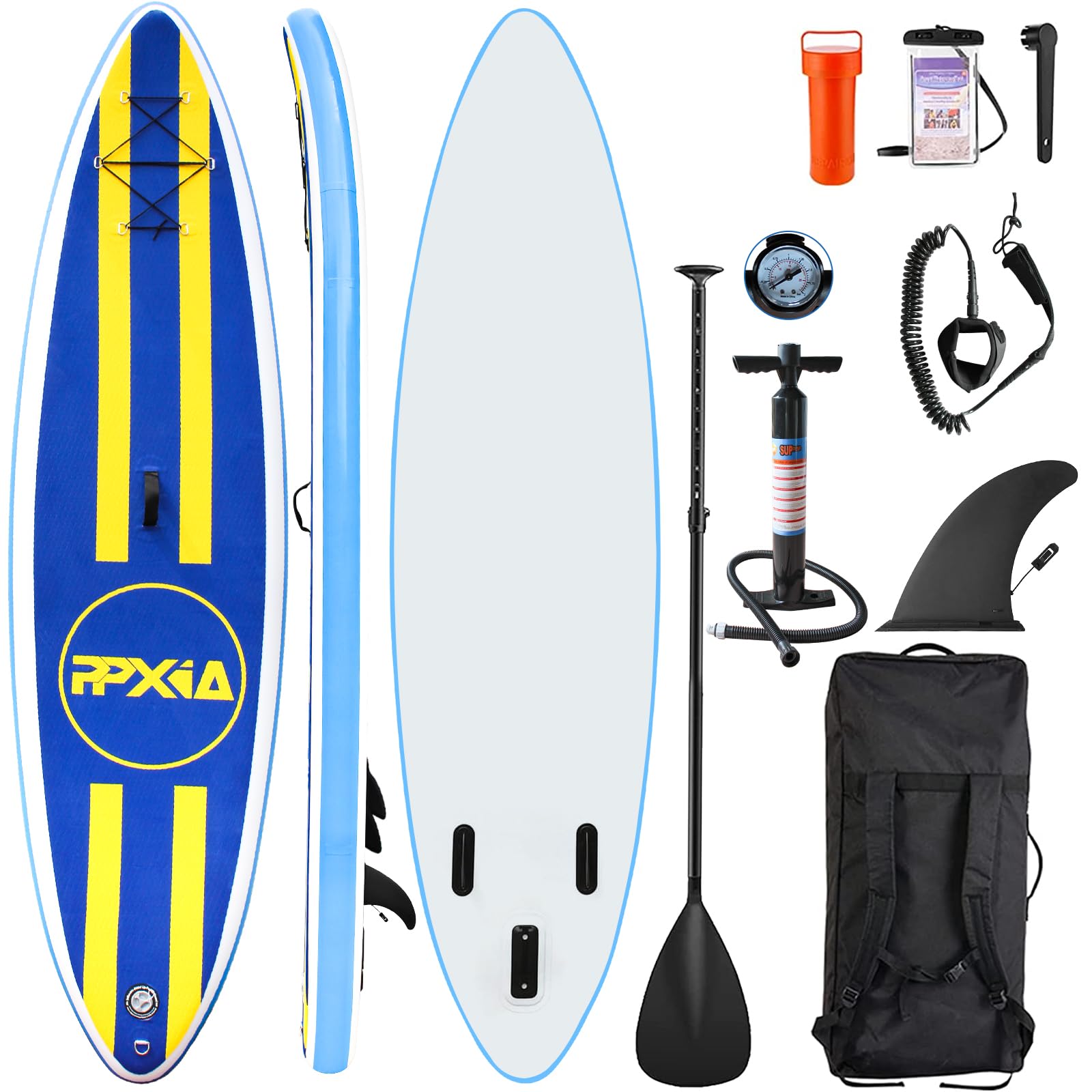 Tabla de Surf de Remo, Hinchable, Juego de 320 cm, soporta hasta 200 kg, Tabla de Surf con Accesorios completos, para Principiantes y Adultos, niños
