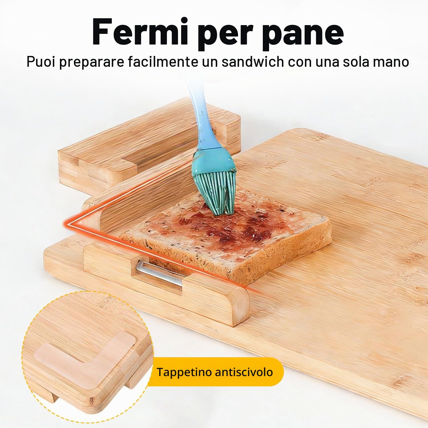 Tagliere con una sola mano, 6 in 1, con fermapane e punte, antiscivolo, con una sola mano, adattabile per amputati e disabili, tagliere da cucina multifunzione per una mano