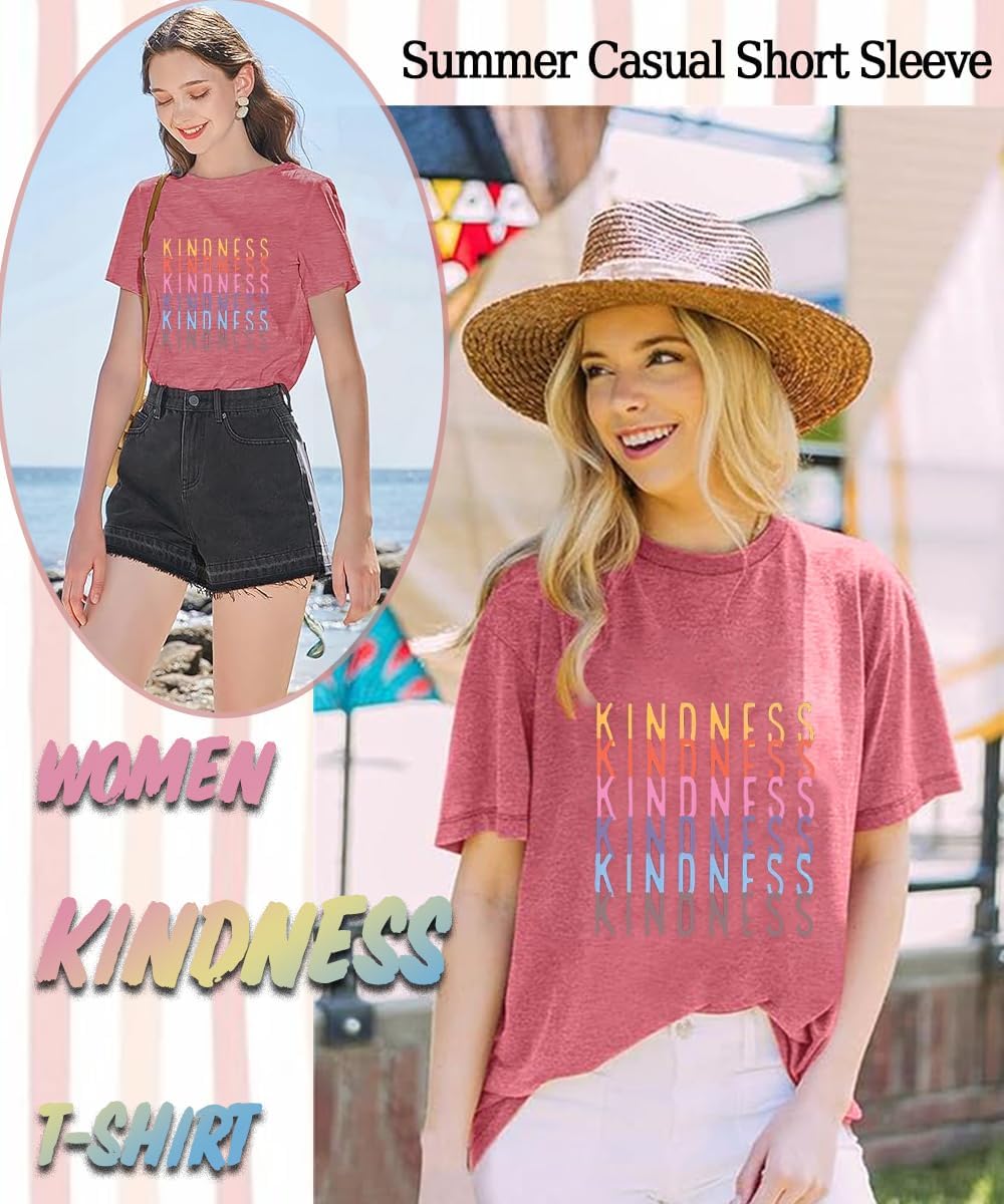 Kindness Shirts for Women Casual Graphic Tees Funny Inspirational T Shirt Teacher Tees Tops - Image 4