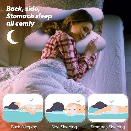 Miniatura 6 de Denkee Almohada cervical cervical, almohada cervical ergonómica para aliviar el dolor de cuello, almohada ortopédica para dormir lateral y espalda,