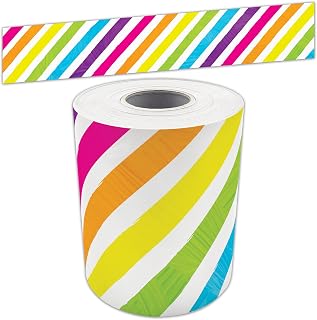 Teacher Created Resources Brights 4Ever Stripes Straight Rolled Border Trim - 50ft - Decorate Bulletin Boards, Walls, Desks, Windows, Doors, Lockers, Schools, Classrooms, Homeschool & Offices