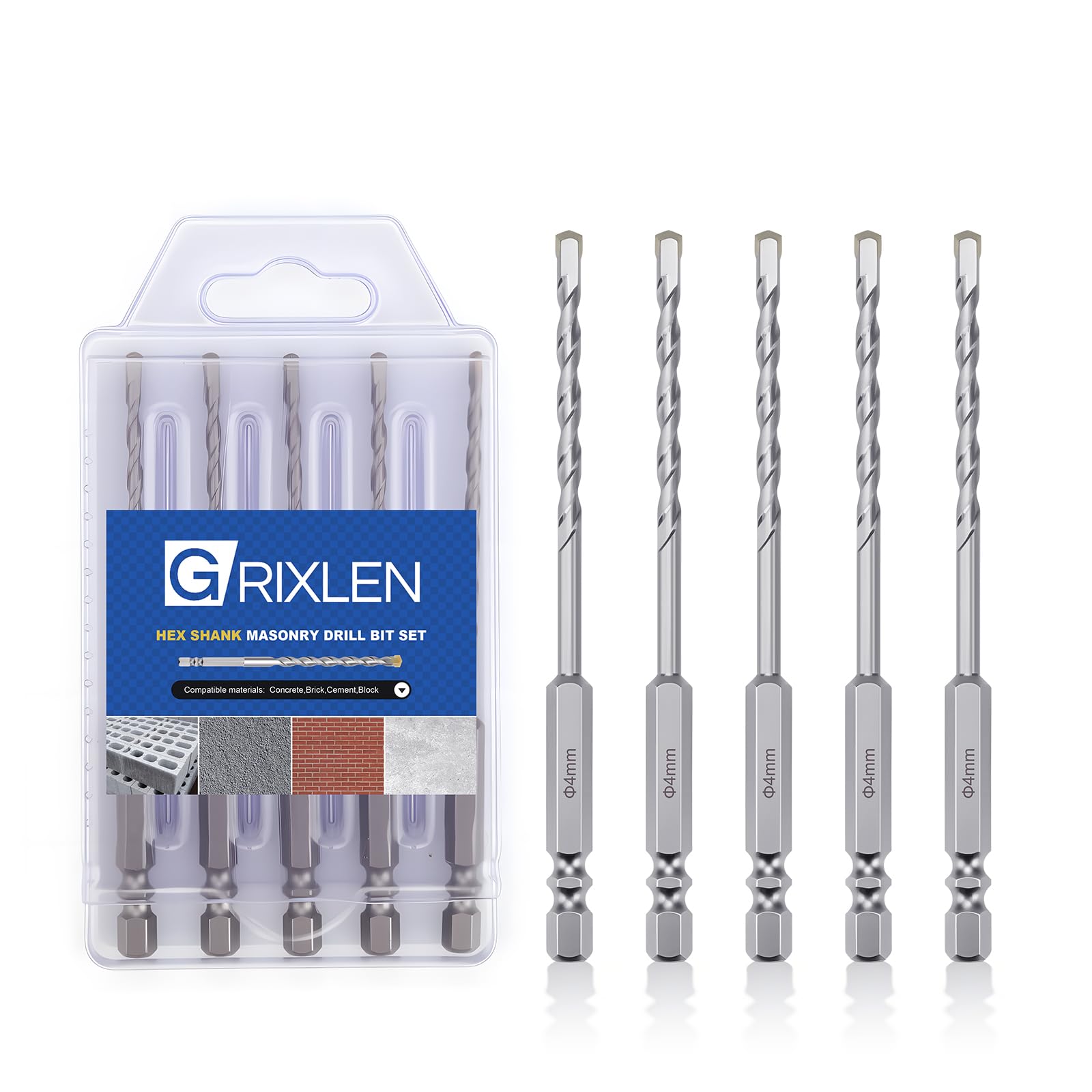 GRIXLEN Masonry Drill Bits - 3 Pack 4mm -26 GRIXLEN Masonry Drill Bits - 3 Pack 4mm -26