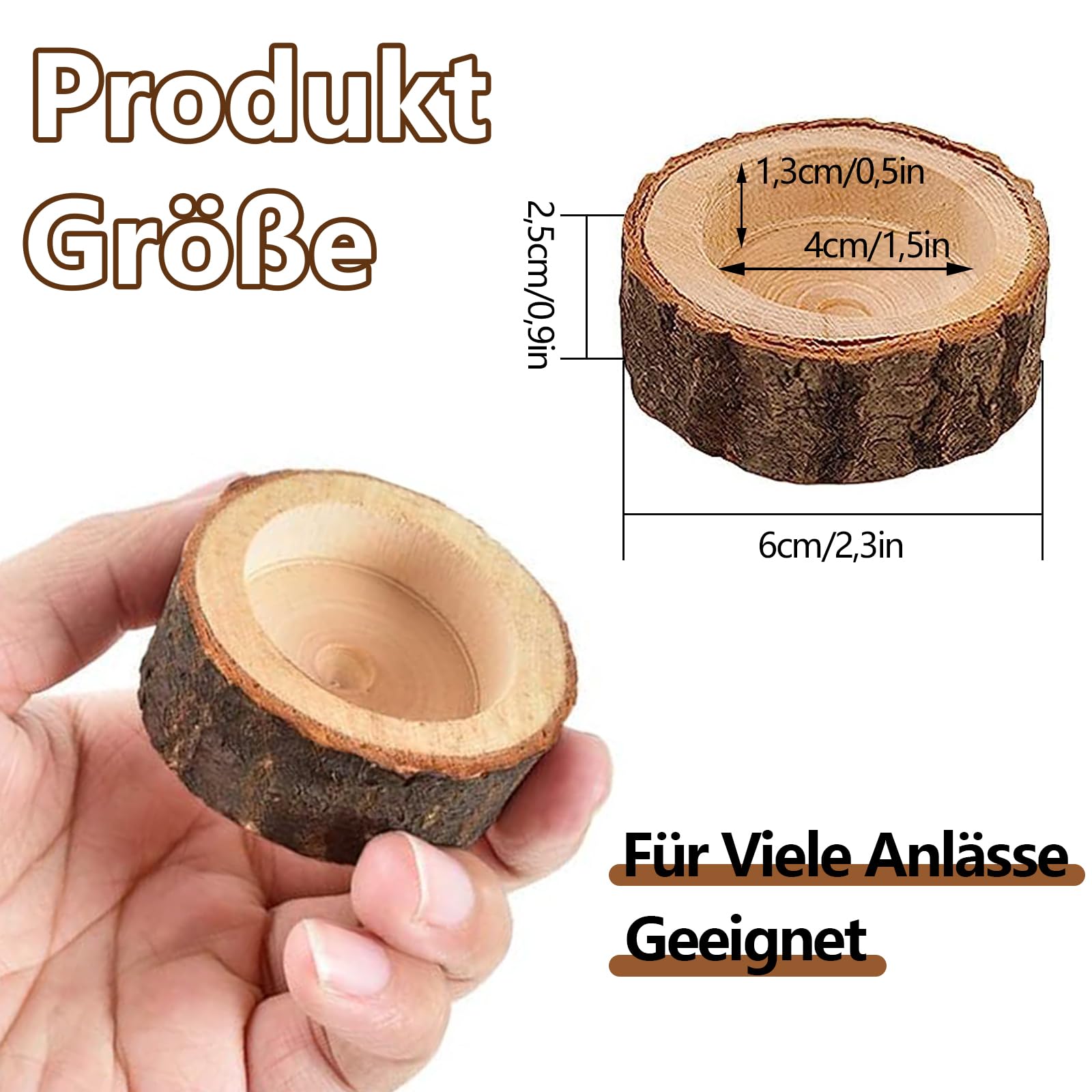 Portacandelitas Madera, 12 Piezas de Portavelas de Madera, Portavelas Redondo de Madera, Candelabro de Madera Personalizado, para Bodas, Cumpleaños, Fiestas, Adorno