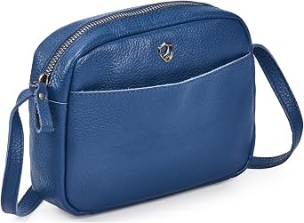 Crossbody Sling Bag for Women Trendy Real Leather Purse Mini Soft Pebbled Crossover with Card Case