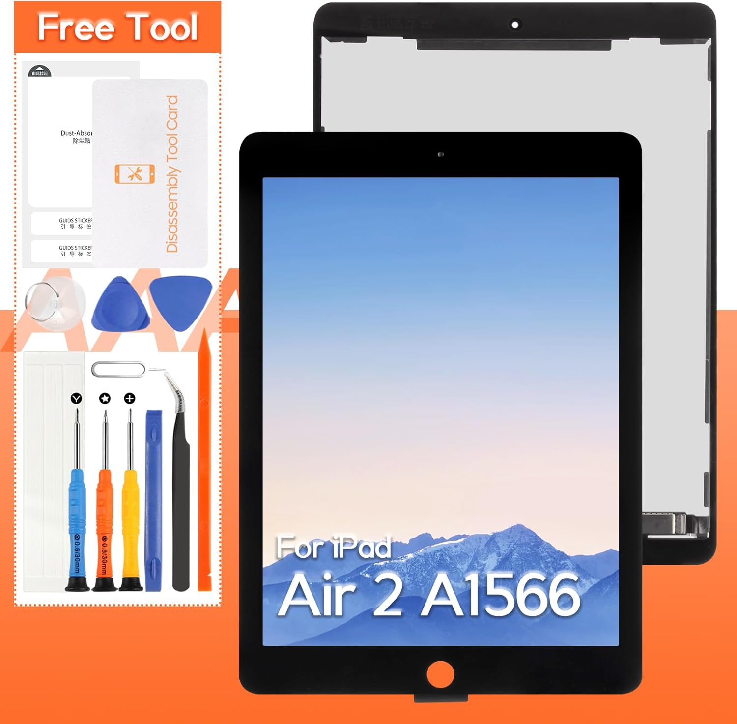 Screen Replacement for iPad Air 2 A1566 A1567 LCD Display 9.7 inches Touch Screen Digitizer Full Assembly,with Tools(Black)