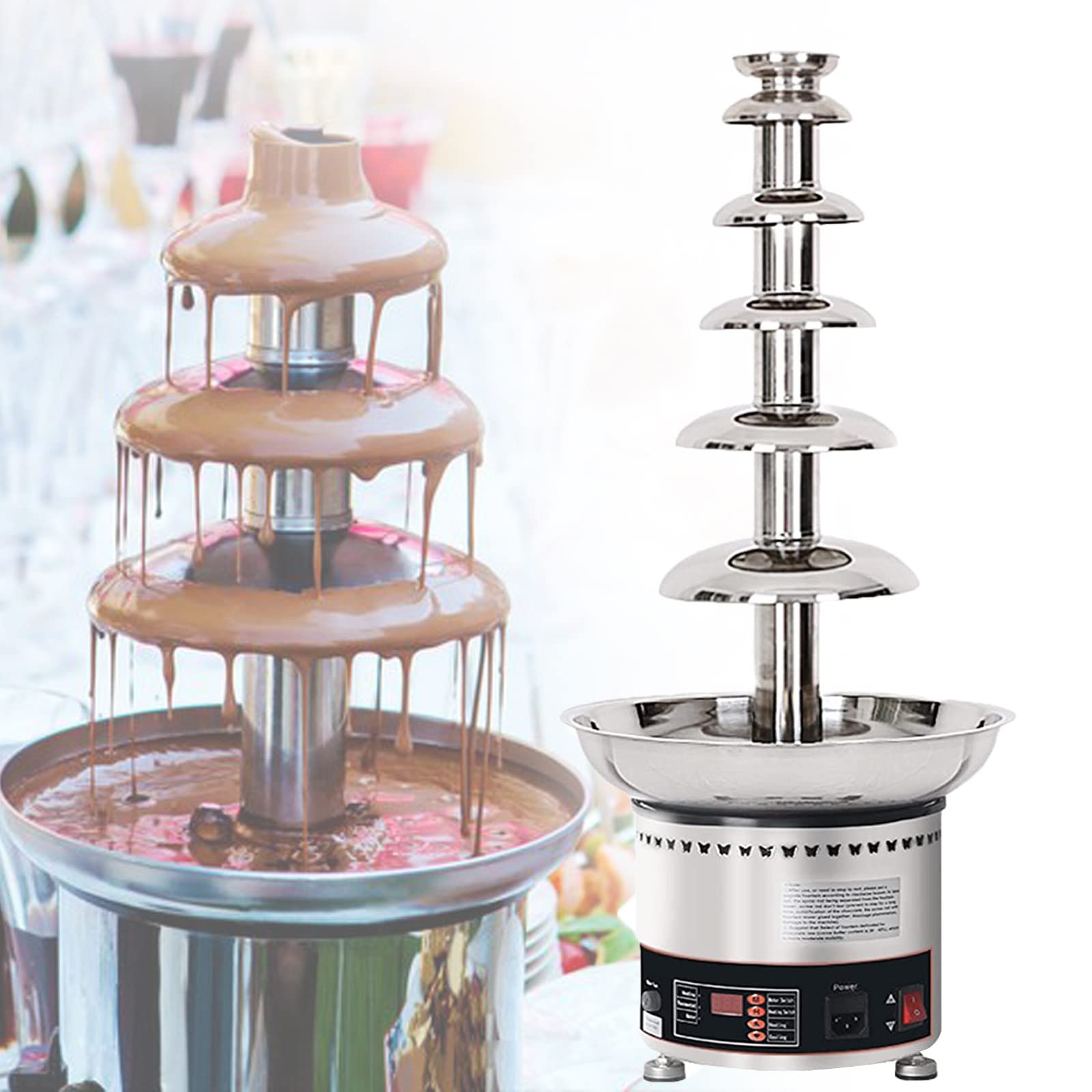 ASerZenith Chocolate Fountain Machine, Multi-Function Electric Chocolate Waterfall, Suitable For Strawberry, Cherry, Marshmallow,6Tier